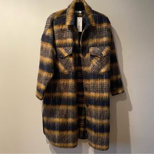 Oversized Plaid Long Shirt Jacket Small